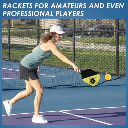 Pickle Ball Set Pickleball Paddles Set of 2 Carbon Fiber Pickleball Paddle Includes 4 Balls, 2 Ball Pickers, 1 Ball Bag Best Gifts for Junior and Professional Pickleball Equipment view 3