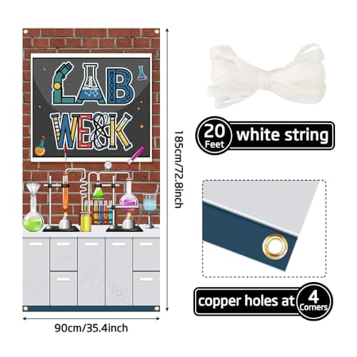Wollmix Lab Week Door Decorations Cover Banner – 72.8 x 35.4 Inch Thank You for All You Do Sign for Laboratory Workers We Appreciate You Outdoor Porch Party Supplies Easy Hanging Props view 2