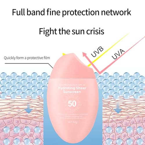 Sunscreen SPF 50+ 50g, Hydrating Sheer Face Sunscreen, Waterproof & Lightweight Water Gel, Non-Greasy, No White Cast, for Sensitive Skin Daily Use view 6
