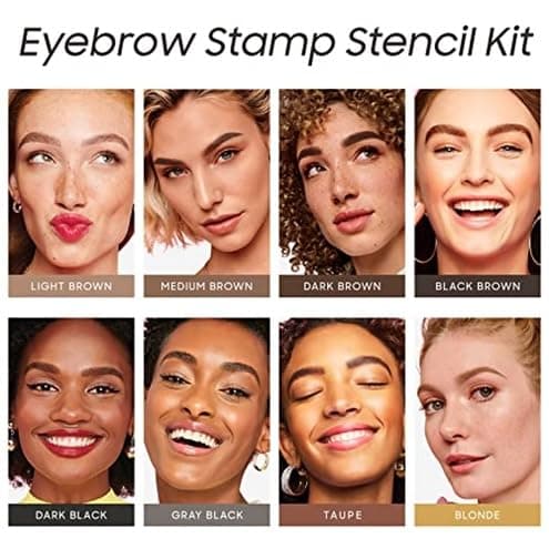 Eyebrow Stamp and Eyebrow Stencil Kit, Eyebrow Powder with 24 Reusable Eyebrow Stencils Kit for Beginners to Natural Brow, 1 Step Brow Stamp Kit Smudge-Proof & Long-lasting & Waterproof (Dark Black) view 4