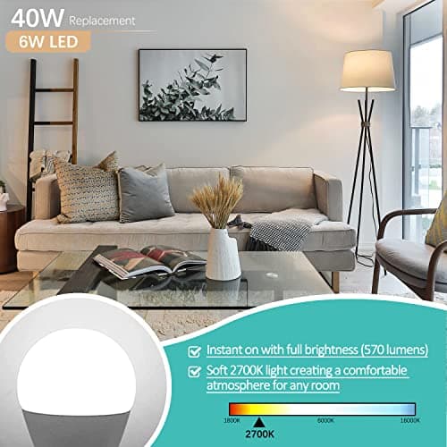 Amazing power E26 LED Bulb, 40W Equivalent Medium Base Light Bulb, Non-Dimmable, Soft White 2700K, 6W E26 LED Light Bulbs for Home Lighting Lamp, 4-Pack view 2