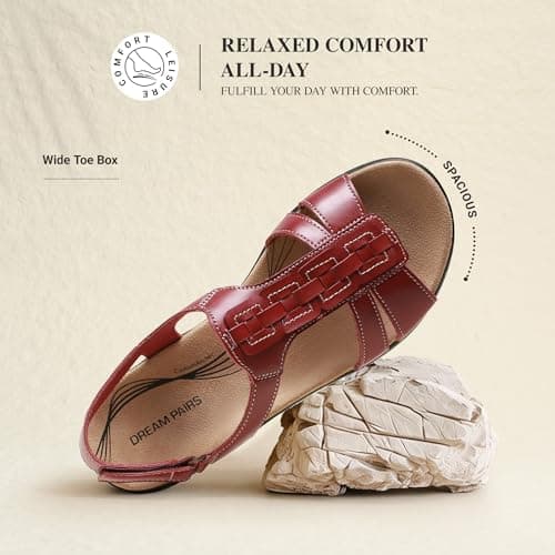 DREAM PAIRS Women's Arch Support Sandals Comfortable Thong T-strap Orthotic Casual Beach Walking Summer Flat Sandals view 6