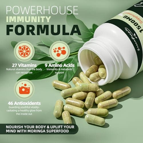 GREENPEOPLE Liposomal Moringa Capsules 1500mg - 98% High Absorption Pure Moringa Powder Supplement 2.0 - Natural Superfood for Immune/Gut/Energy/Skin Non - GMO/GMP 180pcs Vegan view 6