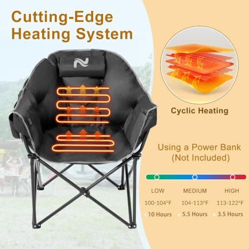 Slsy Oversized Heated Camping Chair, Portable Folding Outdoor Chair view 2