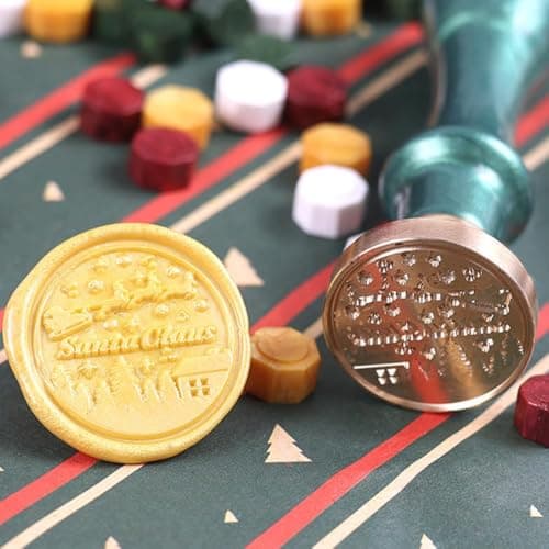 YOLAKIS Santa Claus Wax Seal Stamp Air Mail Christmas Wax Stamp Great for Invitation Christmas Cards Envelopes Gift Package Wax Seal Decoration (Christmas Sealing Kit) view 5