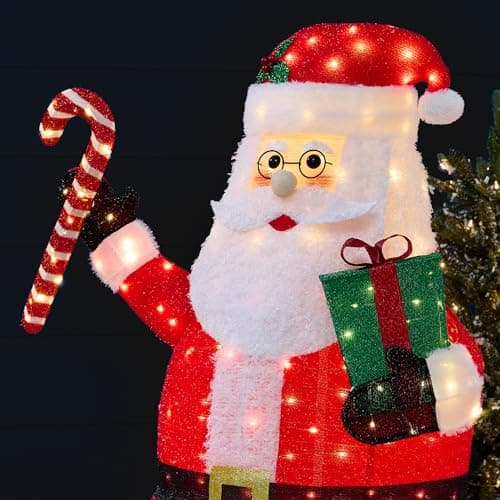Best Choice Products 3ft Lighted Pop-Up Santa, Outdoor Christmas Holiday Decoration w/ 120 LED Lights, Twinkling Candy Cane, Gift Box, Hat view 2