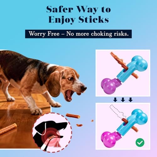 Apasiri Bully Stick Holder for Medium/Large Dogs - Anti-Choking, Prevents Swallowed Ends - Nylon Dog Chew Toy - Dishwasher Safe, Pink view 2