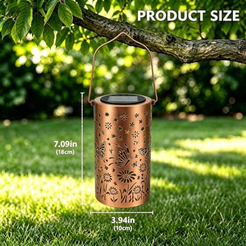 Ziraisys Butterfly Colorful Solar Lantern Outdoor Waterproof, Garden Gift | Metal Decor for Yard,Patio,Backyard,Porch, Hang/Stand Use, Garden Gift for Women Mom Grandma, Auto Dusk/Dawn,6-10h Lighting view 5