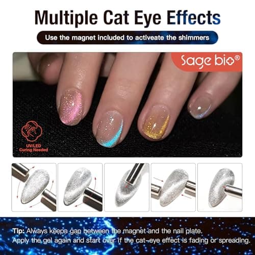 SAGEBIO Blue Tears Cat Eye Gel Nail Polish, 15ml, Long-Lasting for 4 Weeks, Magnetic Effect Gel for Stunning Nail Art, 06 view 6