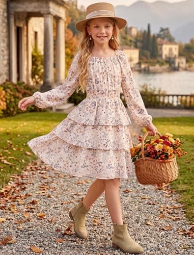 2026 New Girls Fall Floral Dress view 2