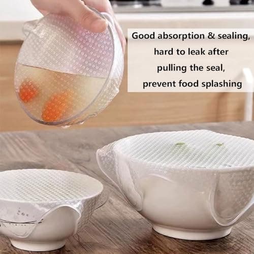 Silicone Bowl Lids with 3 Different Size, Reusable Suction Seal Covers for Food Storage in Fridge, Splatter Guard & Microwave Cover, Silicone Stretch Lids for Bowls, Cups Food Covers Kitchen Gadgets view 5