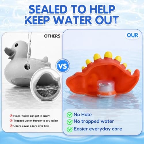 Light Up Dinosaur Bath Toys Baby Toddler Kids Halloween Goodie Bag Stuffers view 4