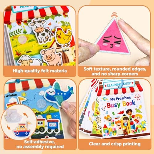 Activity Books for Toddlers 1-3|Felt Montessori Busy Book Learning Toys view 6