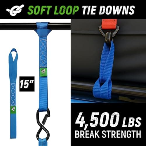 Retractable Ratchet Straps(4 Pack) - 1in x 10ft Self Retracting Ratchet Straps with Soft Loops, 1,500 lbs Break Strength Retractable Tie Down Straps, Easy Retract for Motorcyle, Cargo, Truck, Trailer view 5