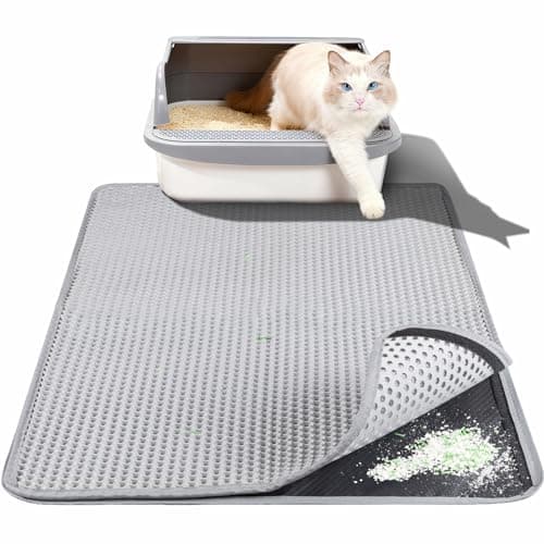 Large Cat Litter Box Mat for Cats, Double Layer Honeycomb Cat Litter Trapping Mats, Waterproof, Urine Proof,Non-Slip Litter Pad for Indoor Kitty Cat Litter Mat, Easy to Clean Grey (33.8'' x 23.6'') — image 1