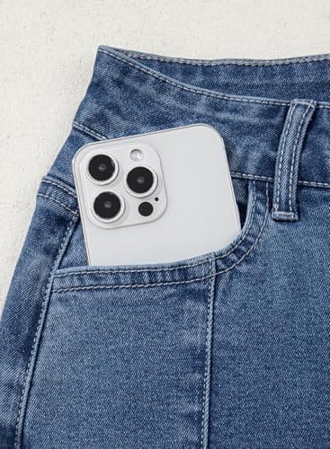 Dokotoo Women‘s High Waisted Wide Leg Jeans Strechy Raw Hem Denim Pants view 5