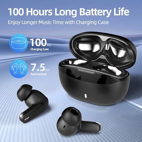 ATHONGL Wireless Earbuds, 100H Bluetooth 5.4 Headphones, ENC+ ANC Noise Cancelling Touch Control True Wireless Bluetooth Ear Buds,Stereo Deep Bass Bluetooth Headset for Sports/Workout/Gym (Black) view 2