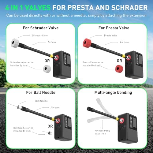 ISAMUTO Mini Bike Pump, Electric Bike Pump Portable with Gauge 120PSI Fast Inflate Bike Air Pump with Presta and Schrader Valve for Road Bike Mountain Bike, E-Bike view 6
