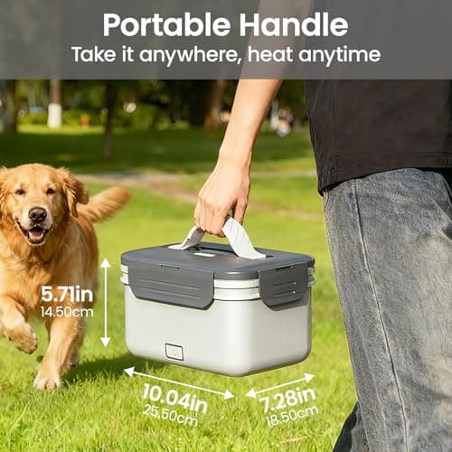 Herrfilk Cordless Electric Lunch Box for Adults, 1.8L/61oz Rechargeable Portable Food Warmer, 4in1 Ultra Quick Heated Lunch Box Food Heater for Travel/Car/Out Work, New Year White Elephant Gifts view 2