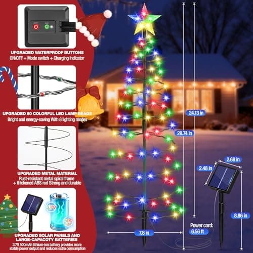24" Spiral Solar Christmas Tree Outdoor Decorations 4 Pack view 3