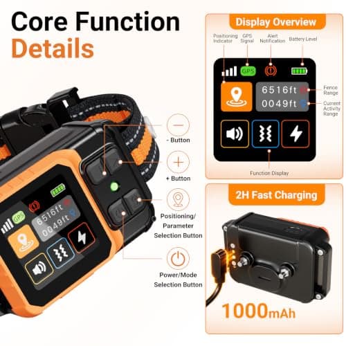 GPS Wireless Dog Fence System, Circular & Custom Boundary, No Subscription | 3 Training Modes:Beep/Vibration/Static, 49-6561FT Range, IPX7 Waterproof, Wireless Collar for Large Medium Dogs, Outdoor Use view 6
