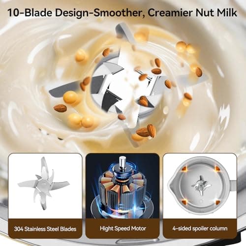 Mooye Automatic Nut Milk Maker Machine, 8 in 1 Soy Milk Maker, 35 oz Almond Machine Maker, 12-Hour Delay, Keep Warm, Non Dairy Beverages, Juice/Rice Paste/Clean/Milk Shake, 800W Heating, Self Cleaning view 5
