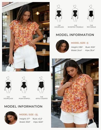 GRACE KARIN 2026 Boho Tops for Women Dressy Casual,Ruffle Sleeve Chiffon Blouses Work Shirts,V Neck Summer Fashion Clothes view 6