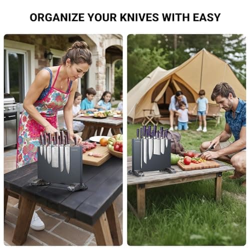 Magnetic Knife Block, Magnetic Kitchen Knife Holder Stand with Strong Magnet Strip for Kitchen Counter, Stainless Steel Double-Sided Universal Knife Storage Rack Organizer Without Knives-Black view 6