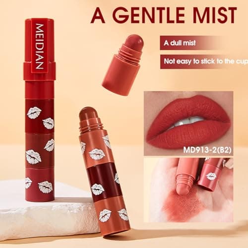 ADMD 4-in-1 Gentle Velvet Lipstick Pen | Misty Matte Lipstick & Liner All in One Waterproof, Long-Lasting Lip Crayon with 4 Random Colors view 6