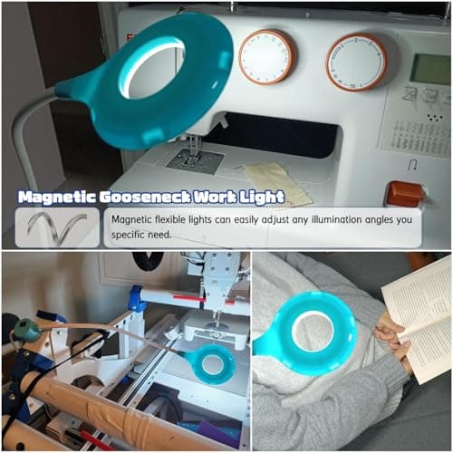 Magnetic LED Work Light, AMAZING POWER Flexible Ring-Shape Sewing Lamp for Workshop Sewing Machine Workbench Lathe Drill Press view 7