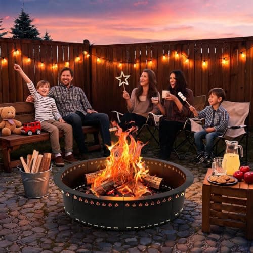 BigXwell Smokeless Fire Pit Ring Insert 36 Inch | Heavy Duty Steel Fire Ring for Outside Fire Pit with Anti-Rust Coating, DIY Above or In-Ground for Backyard Patio Camping view 5