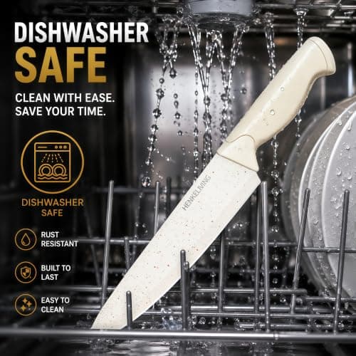 14-Piece Cream Kitchen Knife Block Set with Built-in Sharpener view 6