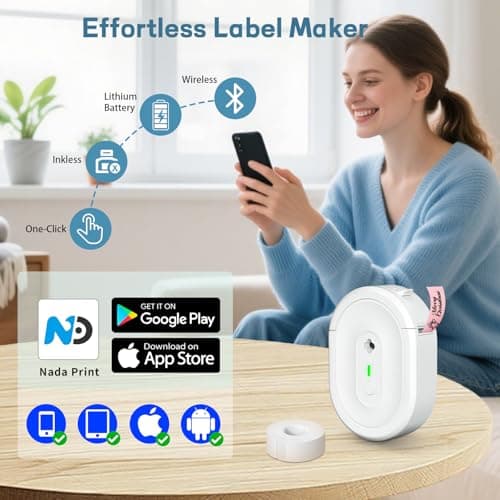 Bluetooth Label Maker Machine N12 Mini Thermal Label Printer, White view 5