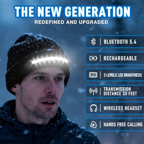 Bluetooth Beanie Hat with Light, Gifts for men, Stocking Stuffers for Men | Christmas Stocking Stuffers for Teen Boys, White Elephant Gifts for Adults Dad Him Boyfriend Dad Husband view 5