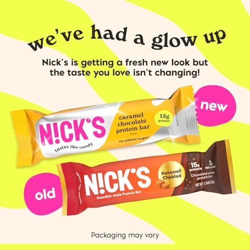 N!CK'S Protein Bars Chocolate Caramel, 12-Count Box (12 bars x 50g) | Protein-Packed Snack, Low Calories, Low Carbs, Keto Friendly, No Added Sugar view 3