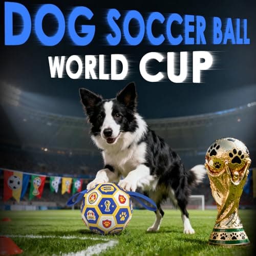 Vivifying Dog Toys Balls, Interactive World Cup Soccer Ball for Small Medium Dogs, Durable PU Enrichment Training Toy with Straps for Indoor and Outdoor Tug-of-War & Playing (6 Inches) view 6