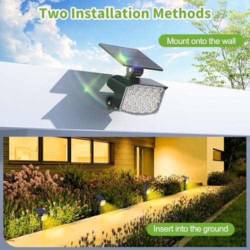 MinPea 8 Pack Solar Spot Lights Outdoor, 2-in-1 Solar Lights Outdoor Waterproof IP65, Solar Powered Landscape Spotlights 3 Modes for Yard Garden Pathway Driveway Tree(Warm White) view 5
