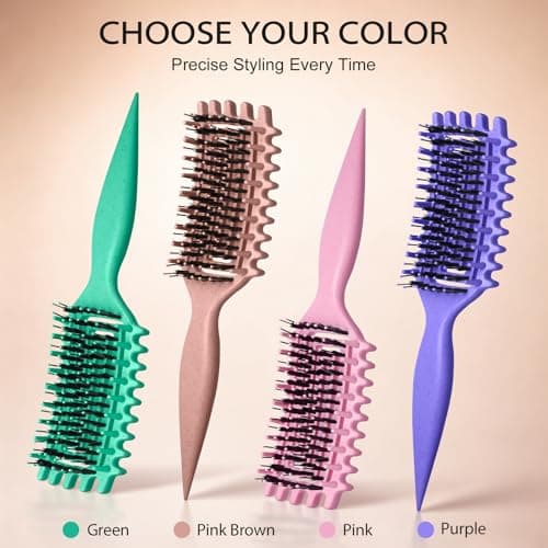 Quenxe Curl Defining Brush, Curly Hair Brush with Vented Design for Detangling and Shaping, Wet & Dry Use, Reduces Pulling for Women and Men (Pink Brown) view 6