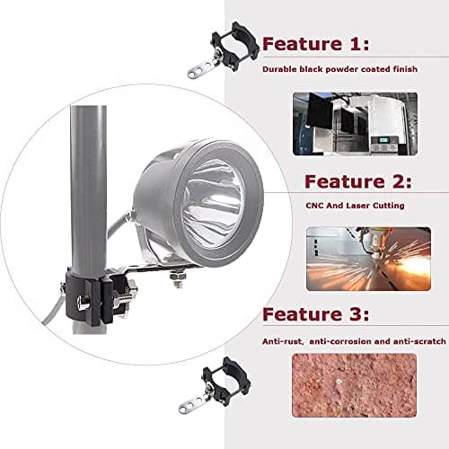 KANGIKX Fork Clamp Motorcycle Light Mount fit 0.7" to 2.05" Roll Cage,Adjustable Bicycle Motorcycle Headlight Bracket Car Bull Bar Holder Offroad Tube Clamps Mounting Brackets for LED Work Lights view 3