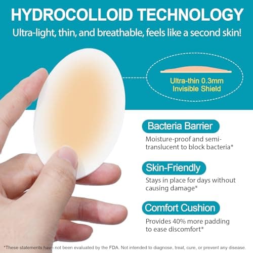 30PCS Hydrocolloid Gel Blister Bandages Pads, Multi-Size Waterproof Adhesive Blister Bandages, Waterproof Blisters Pads & Blisters Cushions for Heel, Toe & Foot view 2