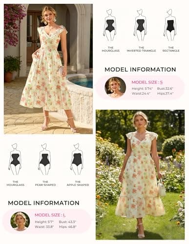 GRACE KARIN Women's Summer Floral Maxi Dress 2026 Ruffle Sleeve Smocked Sundress Flowy Wedding Guest Long Dresses with Pocket view 6