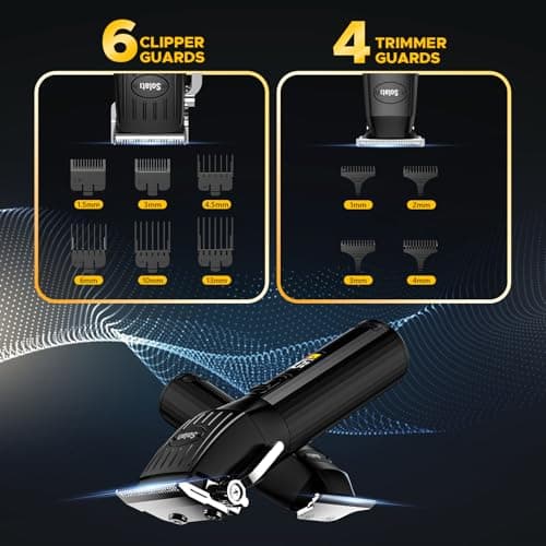 Cordless Hair Clippers for Men Beard Trimmers Kit with LED Display Electric Beard Haircut Rechargeable Grooming Shaver Kit Gift for Men Women Barber Kids (Black) view 3