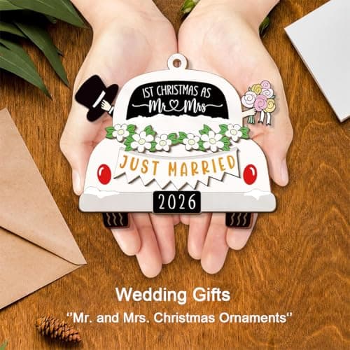 Wedding Gifts for Couples 2026, Gifts for Newlyweds, Bridal Shower Gift, Mr and Mrs Gift, Just Married Ornaments, First Christmas Married Ornament 2026 view 7