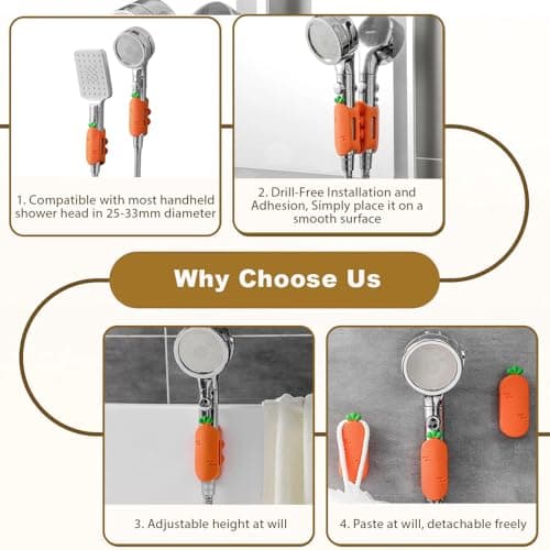 4 Pack Vacuum Suction Cup Shower Head Holders, Silicone Strong Suction & Waterproof Showerhead Holder, Bathroom Handheld Shower Holder, Removable Wall Mounted Suction Bracket view 5