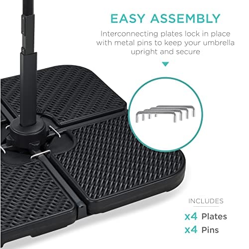 Best Choice Products 4-Piece 174lb Capacity Faux Wicker Cantilever Offset Patio Umbrella Stand Heavy-Duty Square Plate Set w/Easy-Fill Spouts for Water or Sand view 4