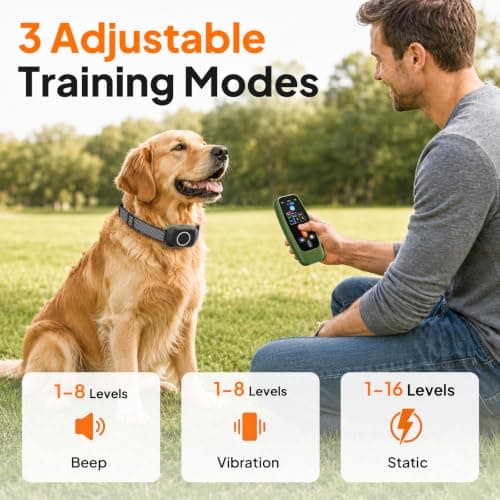 4-in-1 Wireless Dog Fence with Training, Bark Control, Real-Time Pet Status | 3 Training Modes: Beep/Vibration/Static, IPX7 Waterproof, Remote Boundary Collar, Wireless Fence for Small/Medium/Large Dogs view 5