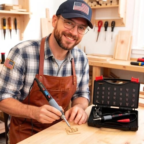 ZAGEVIVIN Upgraded Electric Branding Iron with Temperature Display – 26 Letters & 2 Antlers Kit for Wood, Leather, Food (Cake/Steak) – Safe & Easy DIY, BBQ, Crafting Gift (3/5" 28Pcs) view 7