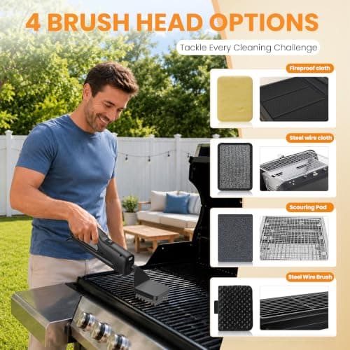 Electric Grill Brush with LED Light, Grill Cleaner for Outdoor Grill（Black） view 6