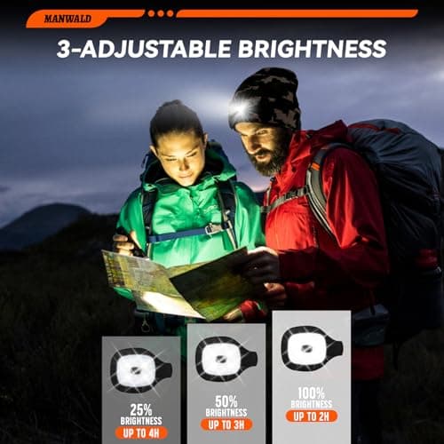 MANWALD LED Beanie Hat with Light, USB Rechargeable LED Headlamp, Birthday Gifts for Women Adults, Gifts for Men, Him, Boyfriend, Husband, Camouflage, 2PCS view 2