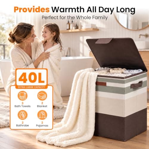 40L Foldable Square Towel Warmer Bucket for Bathroom Home Large Capacity view 2